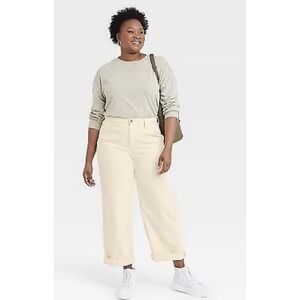 Universal Thread High-Rise Straight Jeans Size 24 Ecru Off-White Plus Size NWT